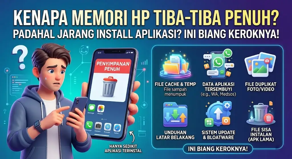 Kenapa Memori HP Tiba-Tiba Penuh Padahal Jarang Install Aplikasi?